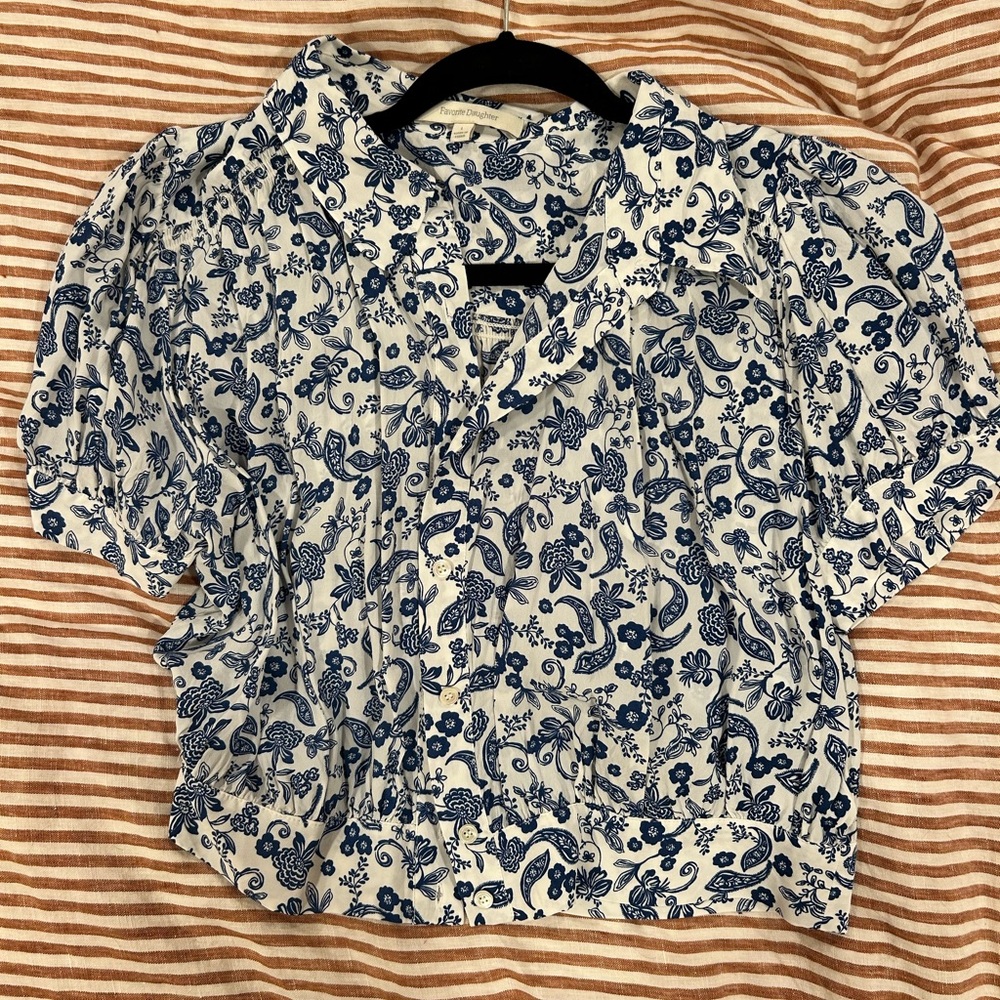 Favorite Daughter Blue Floral Blouse